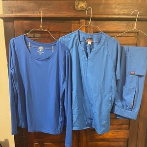 Koi Lite scrub set with under shirt Healing Hands Purple Label color blue